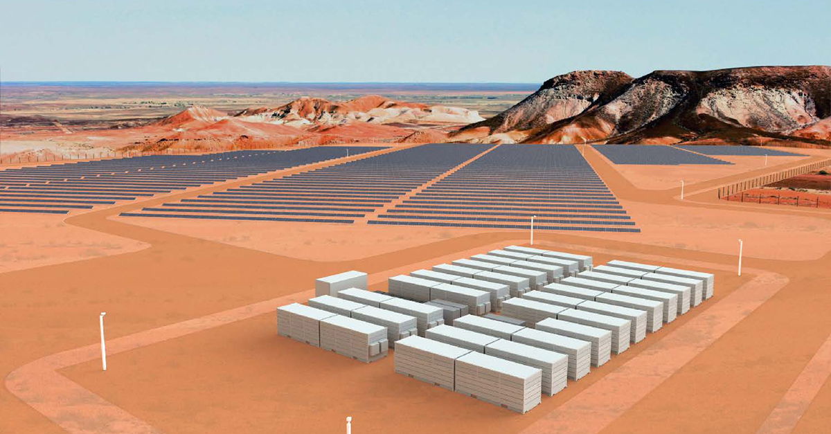 Vanadium batteries and solar panels in the australian outback